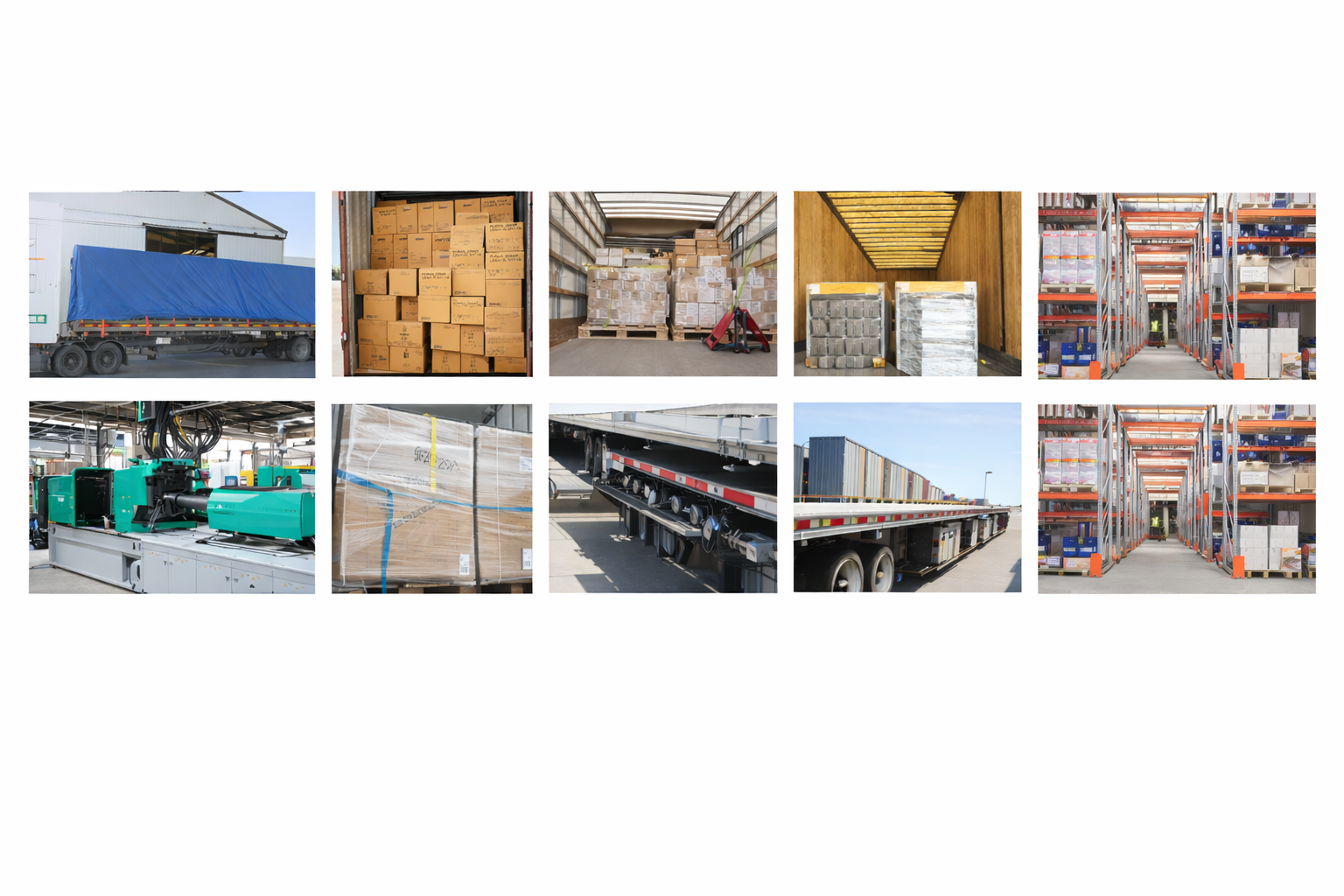 Industrial warehouse corridor with forklift and freight loading docks